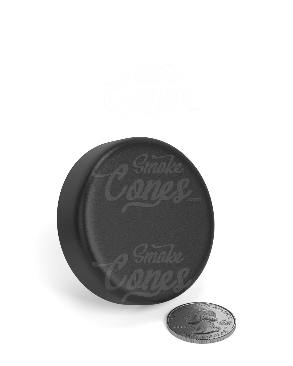 53mm Round Push and Turn Child Resistant Plastic Caps With Foam Liner - Matte Black - 100/Box