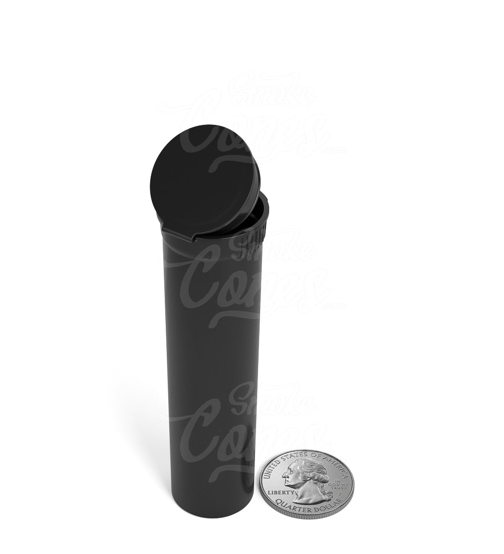 88mm Child Resistant 1-1/4 Size Pop Top Opaque Black Plastic Pre-Roll BiTubes 1000/Box