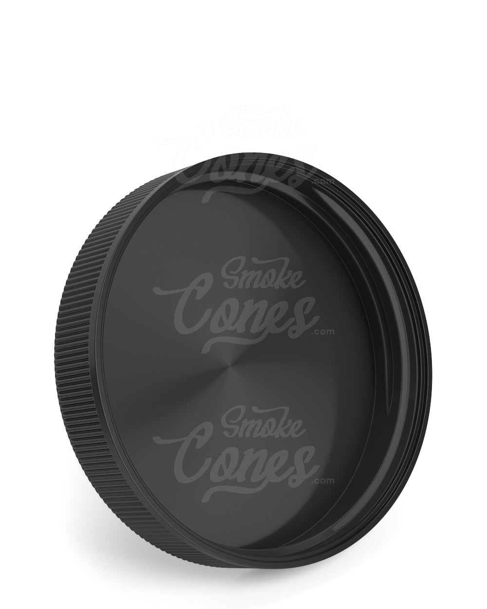 89mm Ribbed Push and Turn Flat Plastic CR Caps - Semi Gloss Black - 205/Box