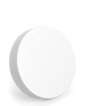 89mm Ribbed Push and Turn Child Resistant Plastic Caps - Matte White - 205/Box