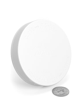 89mm Ribbed Push and Turn Child Resistant Plastic Caps - Matte White - 205/Box