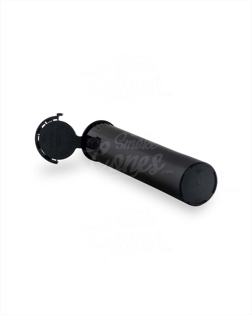 Child Resistant & Tamper Evident | Pop Top Plastic Pre-Roll Tubes (Open) | 98mm - Black - 1000 Count