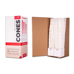 Custom Cones 1 1/4 Size 84mm Pre Rolled Bleached White Paper Cones 900/Box