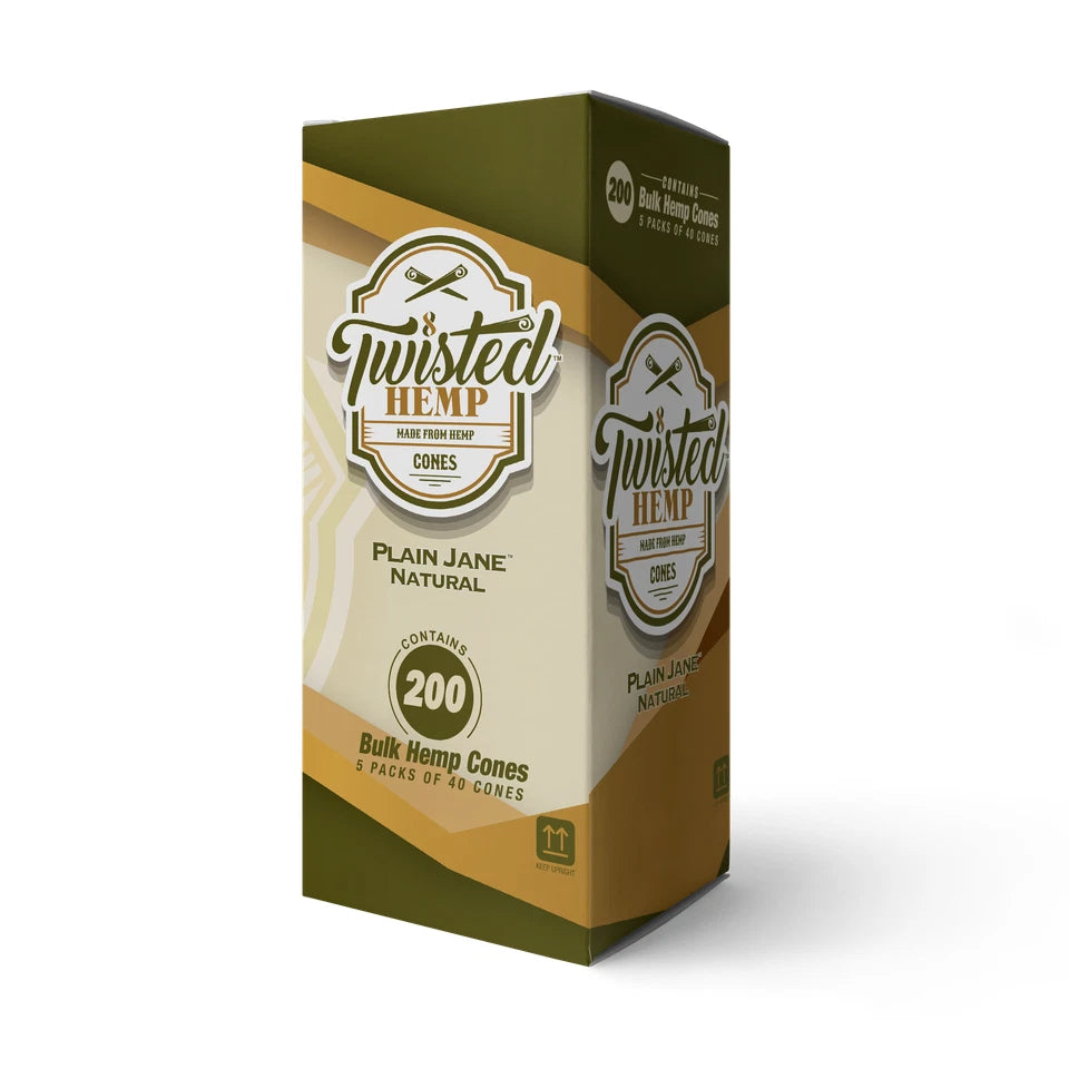 Twisted Hemp 109mm King Sized Pre Rolled Hemp Plain Jane Unflavored Cones 200/Box