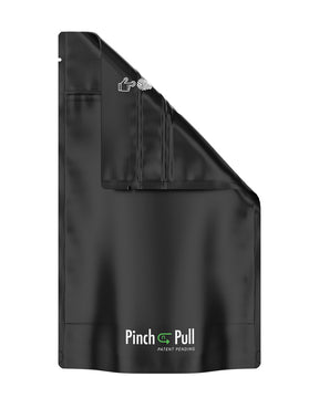 Matte-Black 6" x 9.8" Mylar Pinch N Pull Child Resistant & Tamper Evident PCR Bags (28 gram) 250/Box