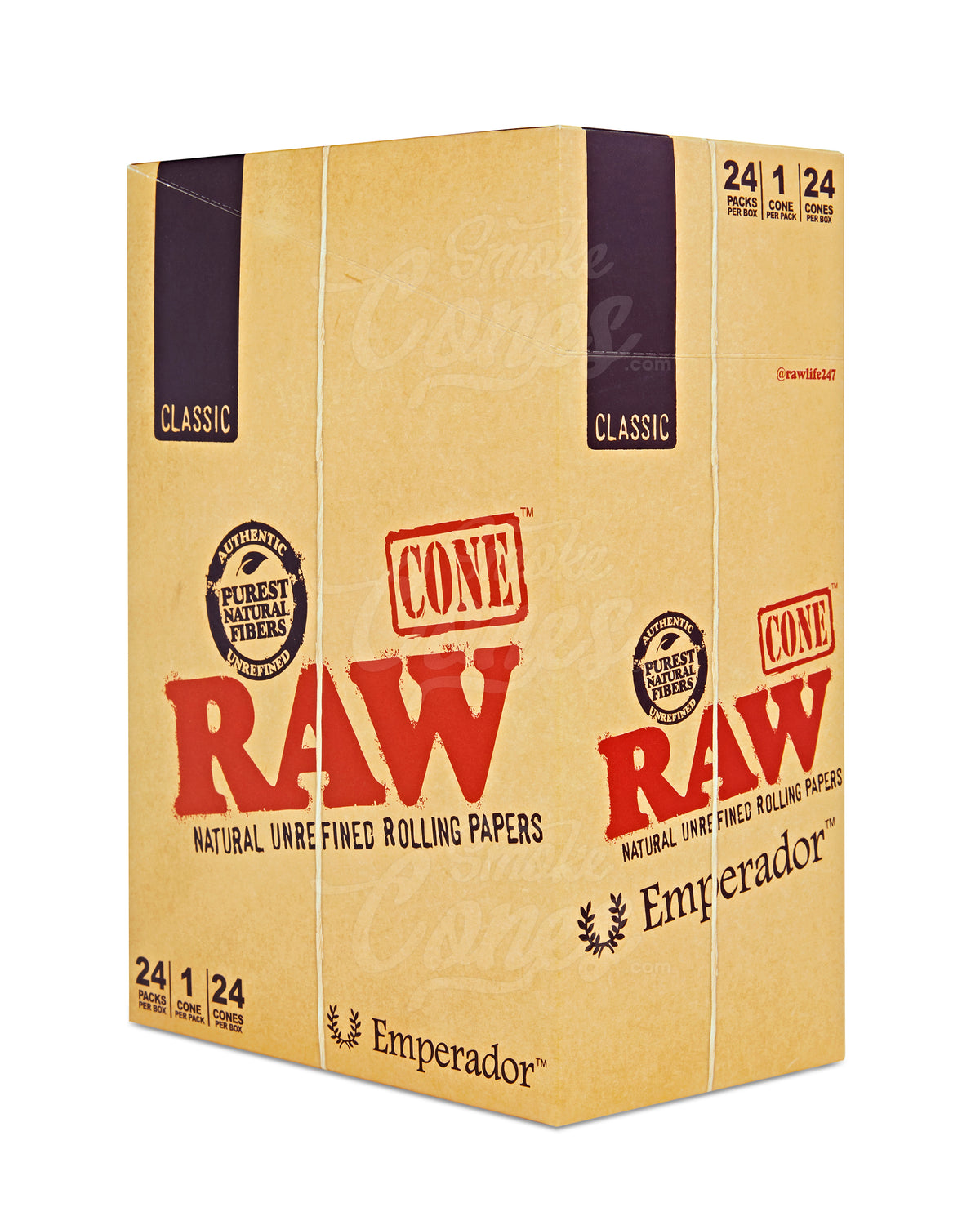RAW 180mm Emperador Super Sized Pre Rolled Organic Hemp Paper Cones 24/Box