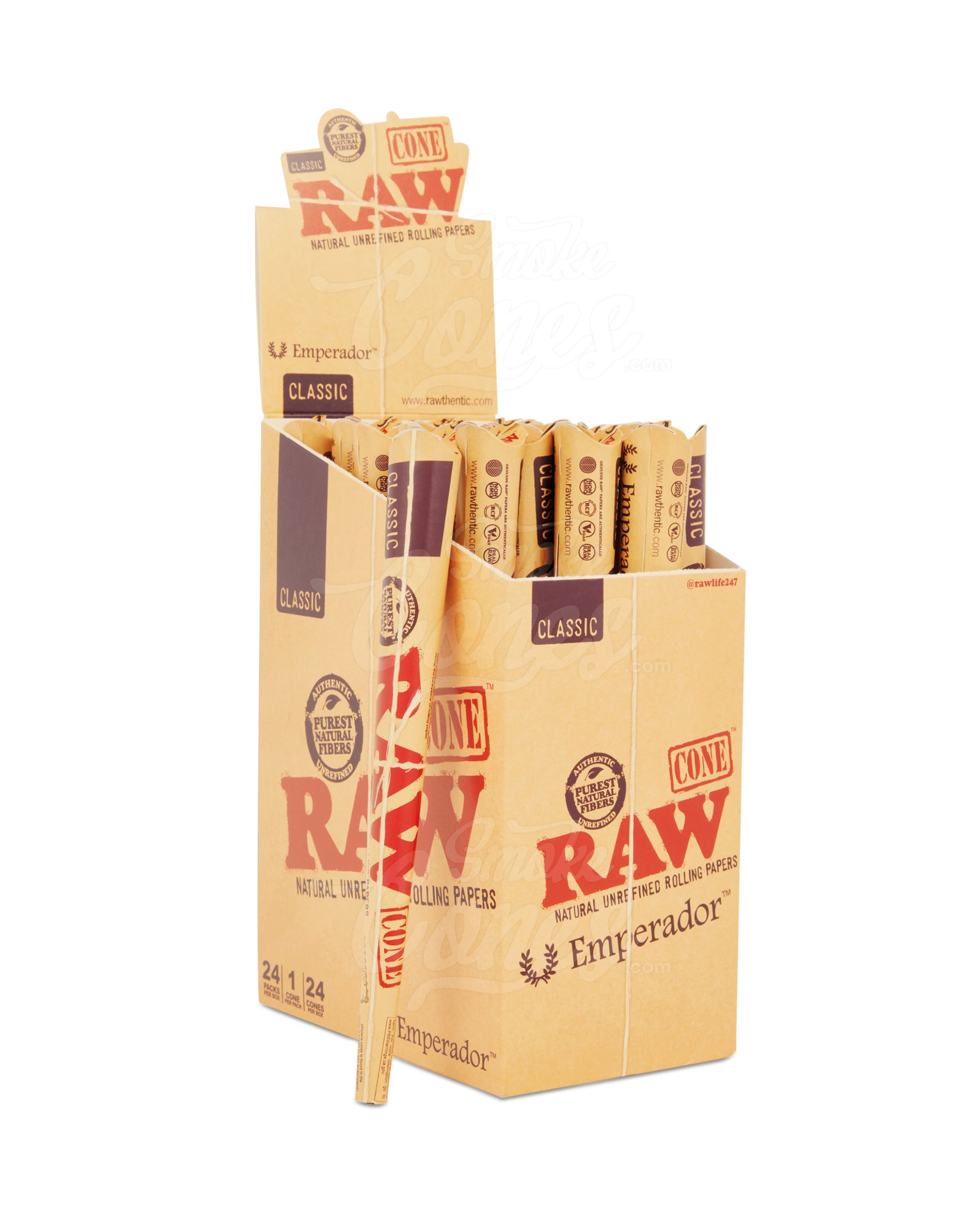 RAW 180mm Emperador Super Sized Pre Rolled Organic Hemp Paper Cones 24/Box