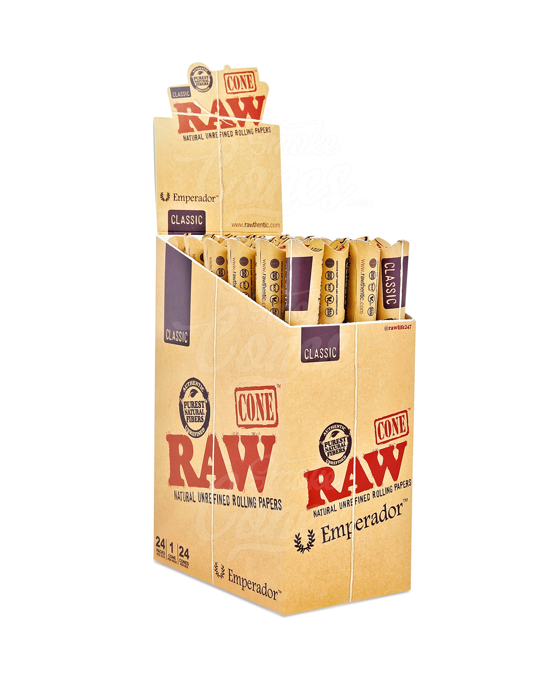 RAW 180mm Emperador Super Sized Pre Rolled Organic Hemp Paper Cones 24/Box