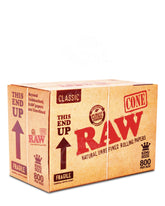 RAW King Size 109mm Unbleached Pre Rolled Cones 800/Box - 1