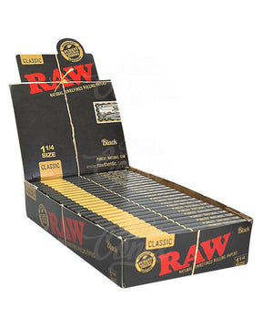RAW 1 1/4 Size Black Natural Classic Rolling Papers 24/Box - 1