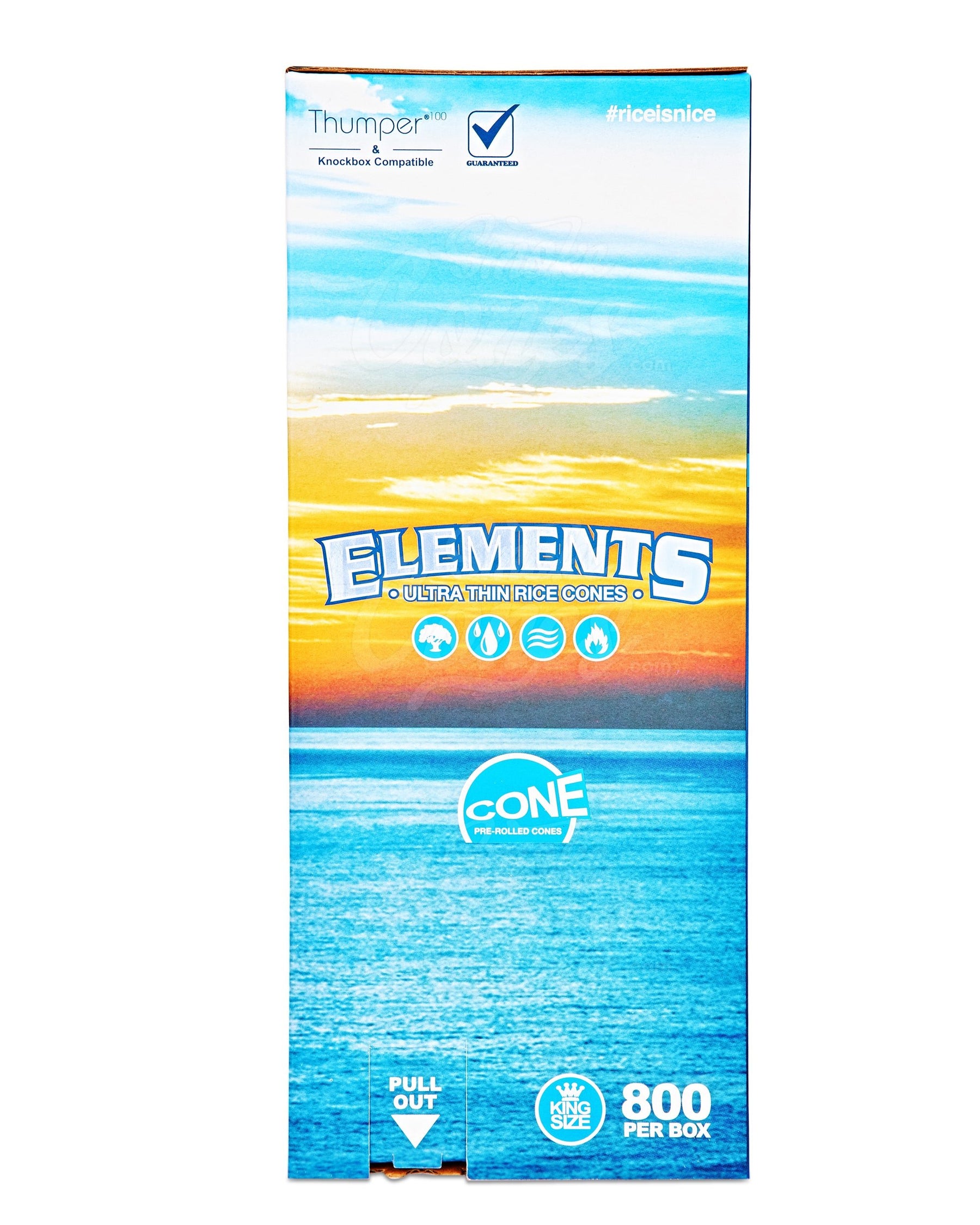 Elements 109mm King Sized Pre Rolled Ultra Thin Paper Rice Cones 800/Box - 4
