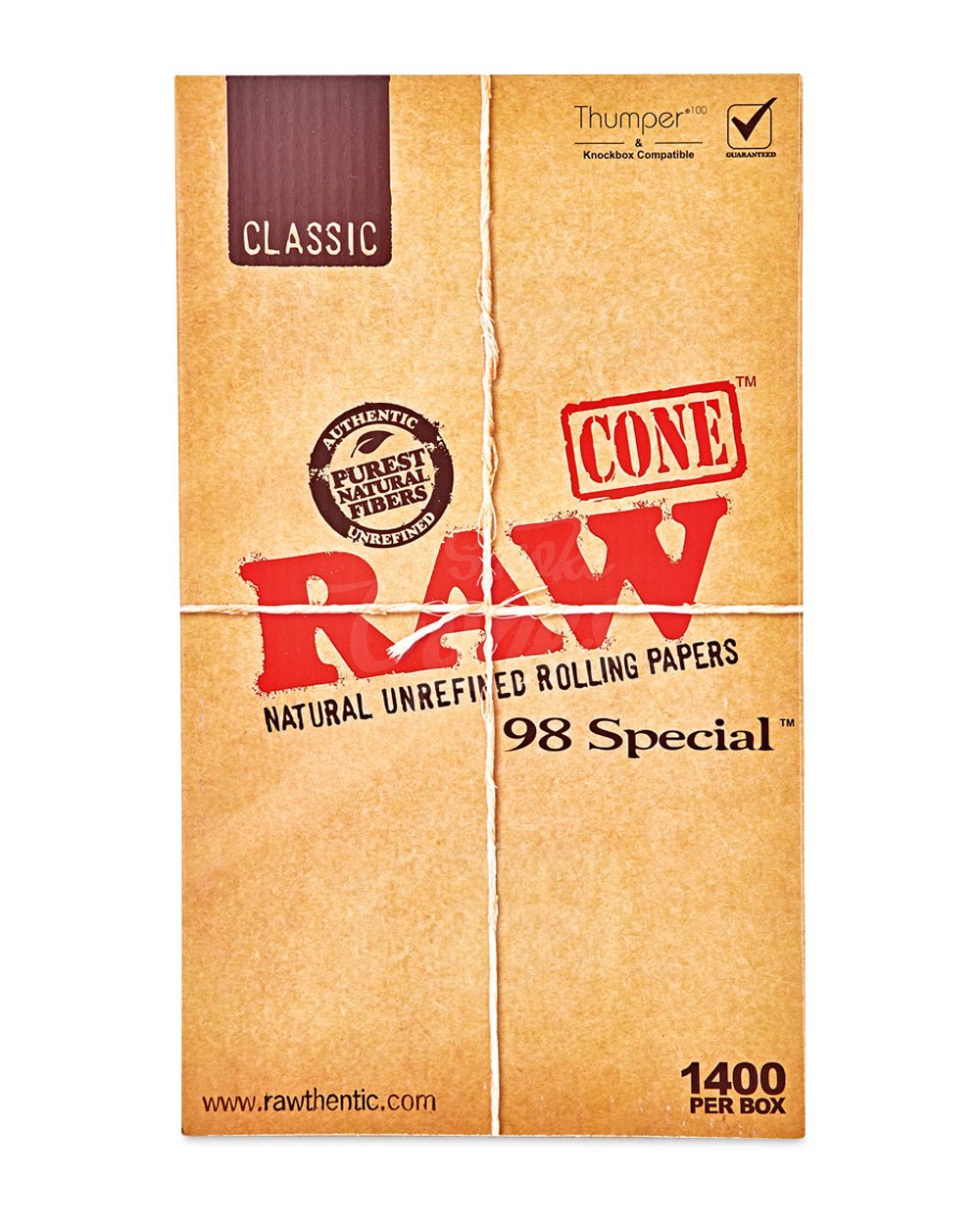 RAW 98mm Classic 98 Special Pre Rolled Unbleached Cones 1400/Box - 4