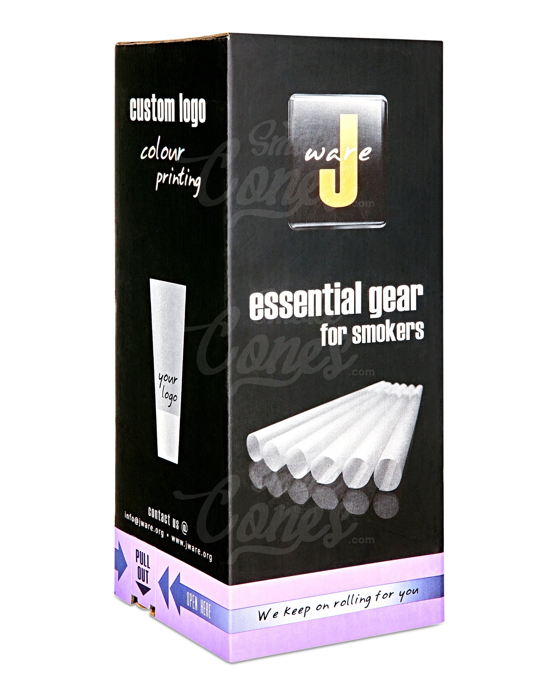 JWARE 98mm Medium Sized Pre Rolled White Paper Cones 800/Box