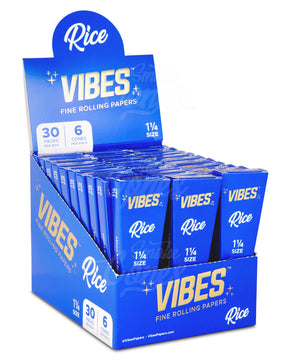 Vibes 84mm 1 1/4 Sized Pre Rolled Rice Paper Cones 30/Box - 1