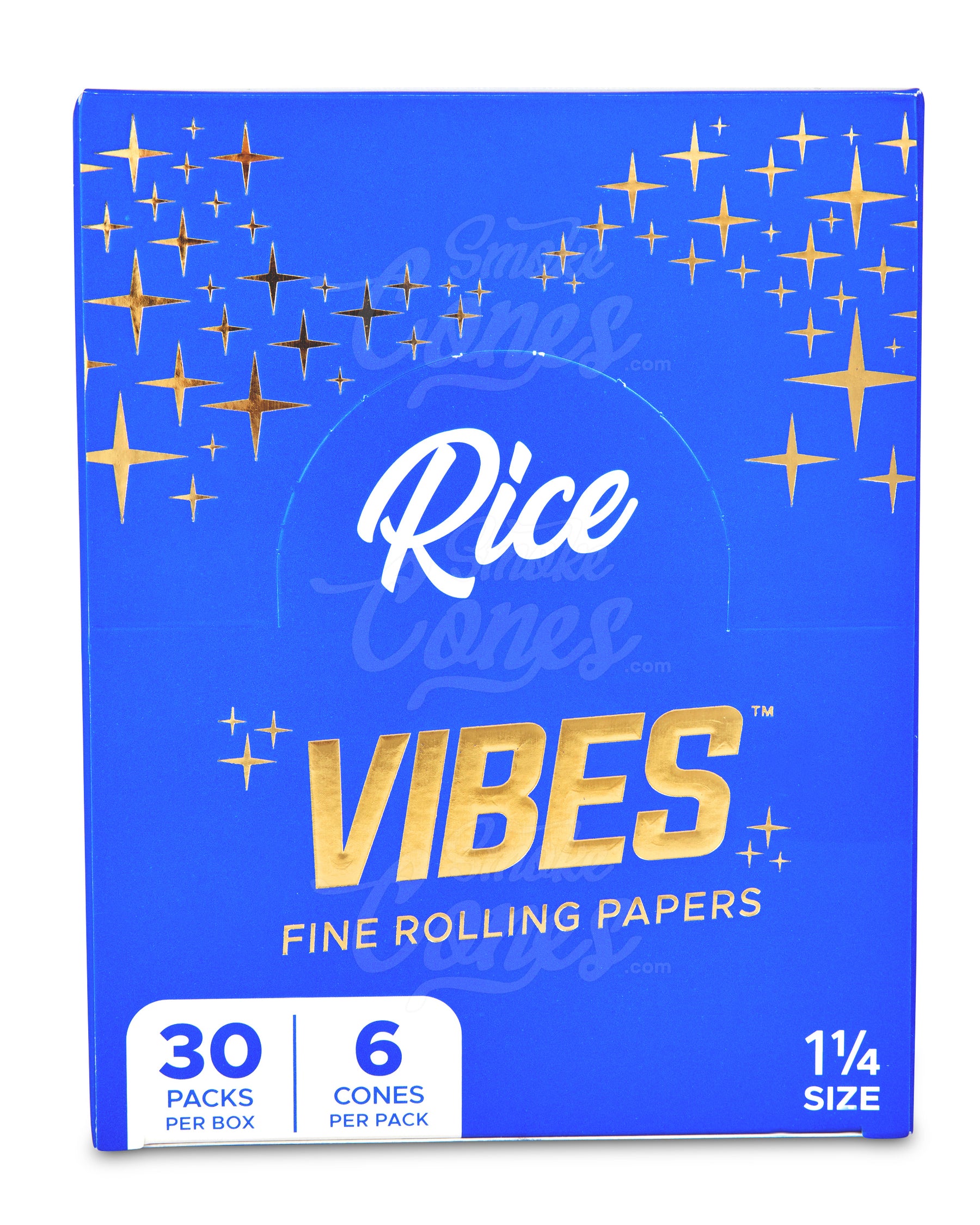 Vibes 84mm 1 1/4 Sized Pre Rolled Rice Paper Cones 30/Box - 4