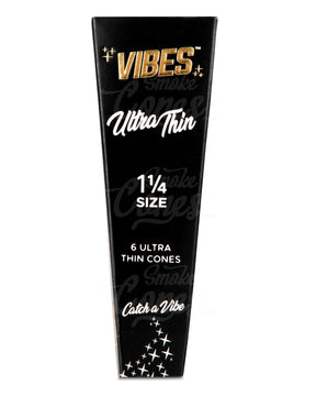 Vibes 84mm 1 1/4 Sized Pre Rolled Ultra Thin Unbleached Paper Cones 30/Box