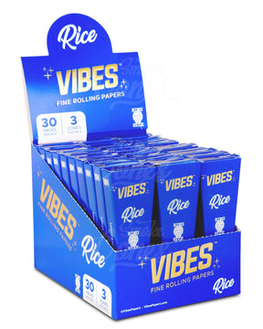 Vibes 109mm King Sized Pre Rolled Rice Paper Cones 30/Box - 1