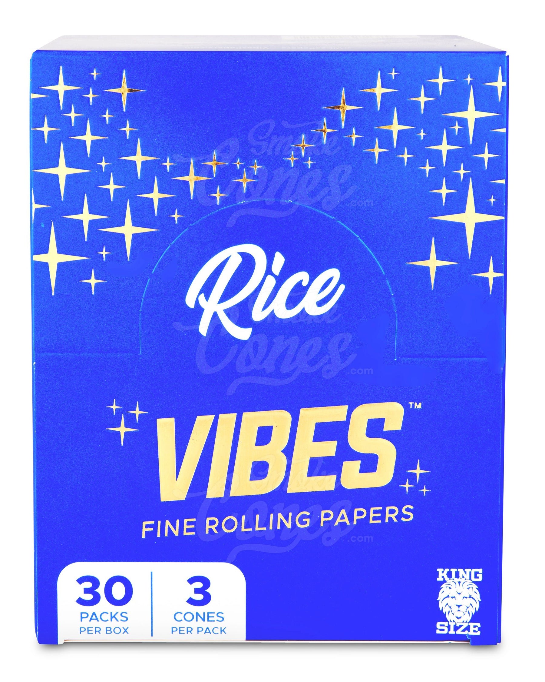 Vibes 109mm King Sized Pre Rolled Rice Paper Cones 30/Box - 4