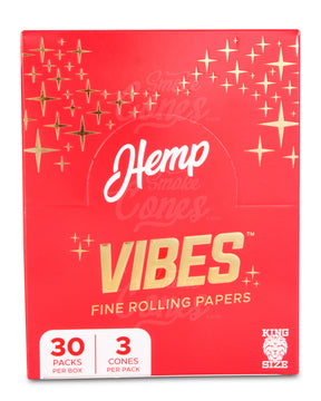 Vibes 109mm King Sized Pre Rolled Hemp Paper Cones 30/Box - 4