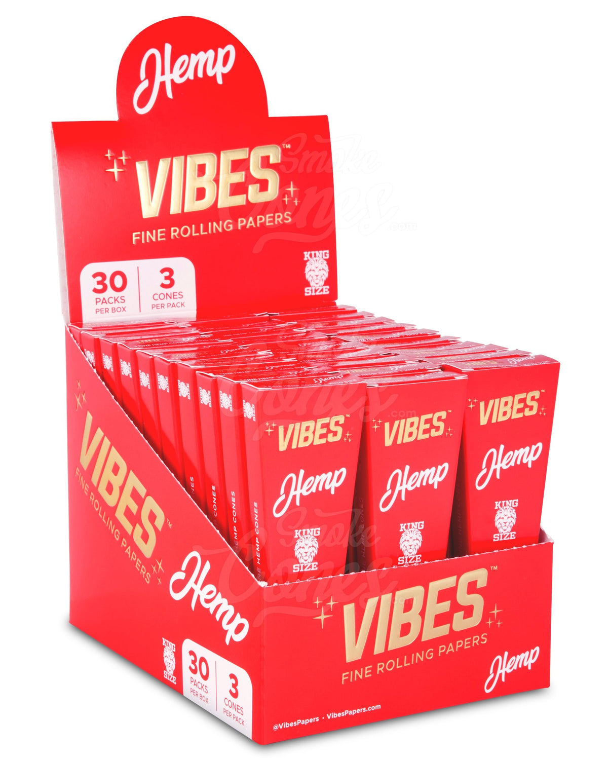 Vibes 109mm King Sized Pre Rolled Hemp Paper Cones 30/Box - 1