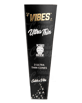 Vibes 109mm King Sized Pre Rolled Ultra Thin Unbleached Paper Cones 30/Box