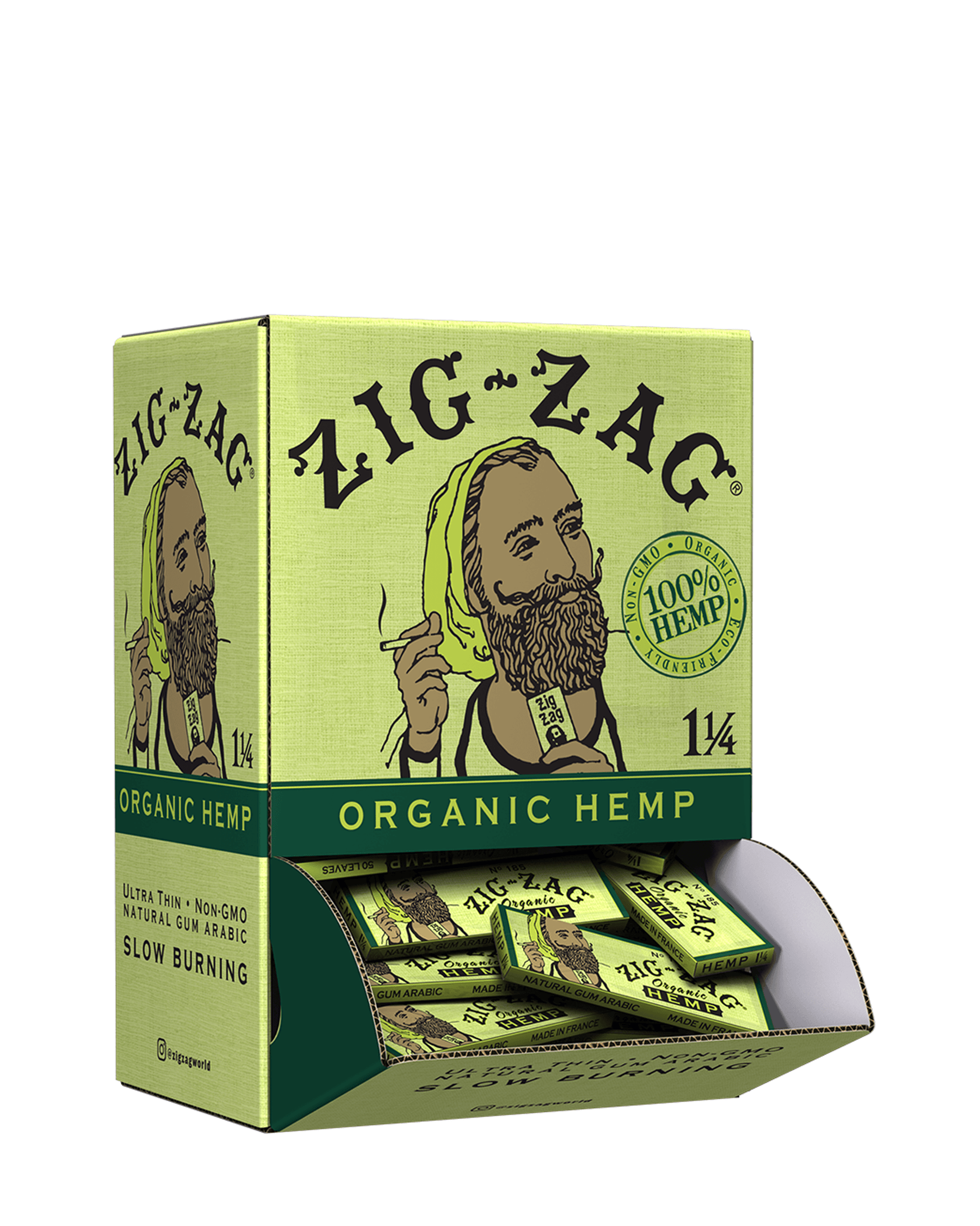 Zig Zag 78mm 1 1/4 Size Organic Hemp Rolling Papers 48/Box - 1