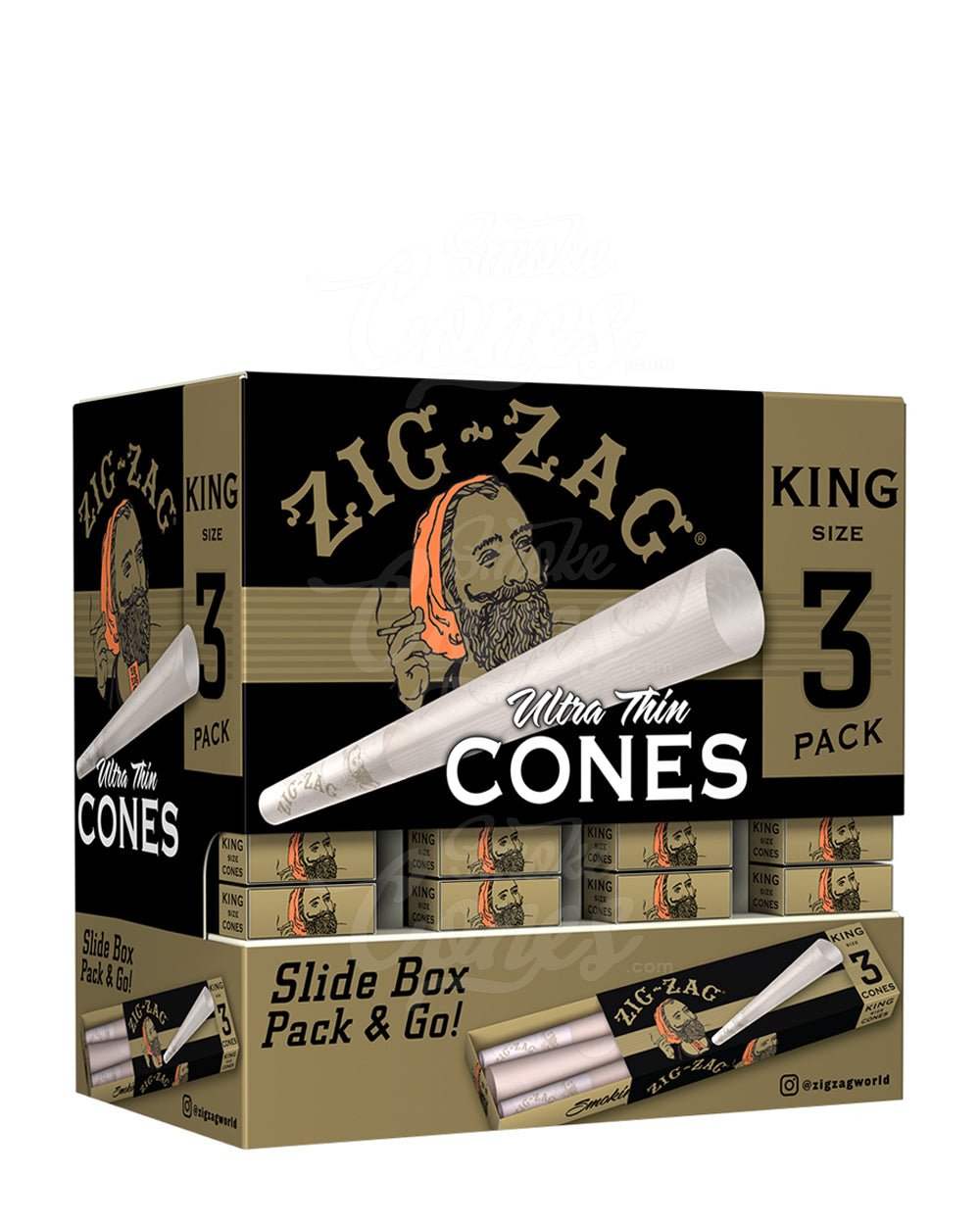 Zig Zag 109mm King Sized Pre Rolled Cones Promo White Paper Cones 36/Box - 1