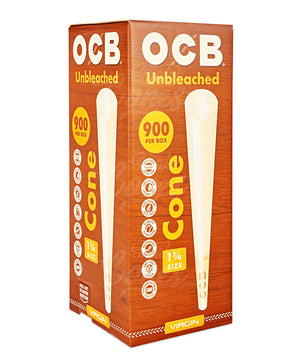 OCB 84mm 1 1/4 Sized Virgin Pre Rolled Unbleached Paper Cones 900/Box