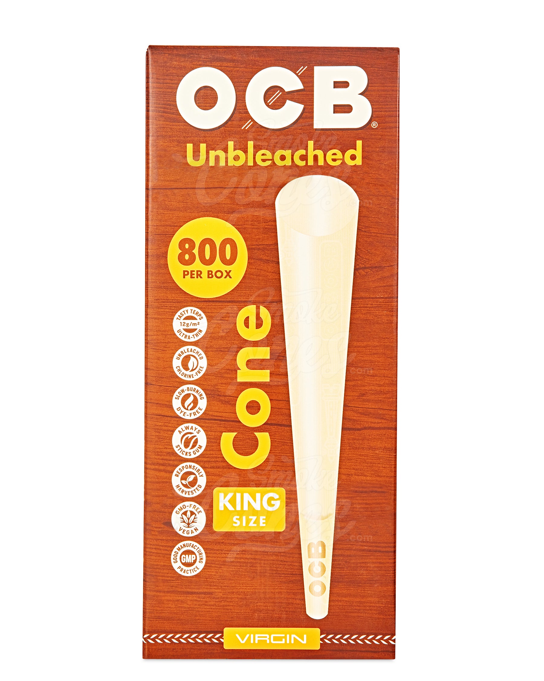 OCB 109mm King Sized Virgin Pre Rolled Unbleached Paper Cones 800/Box - 4