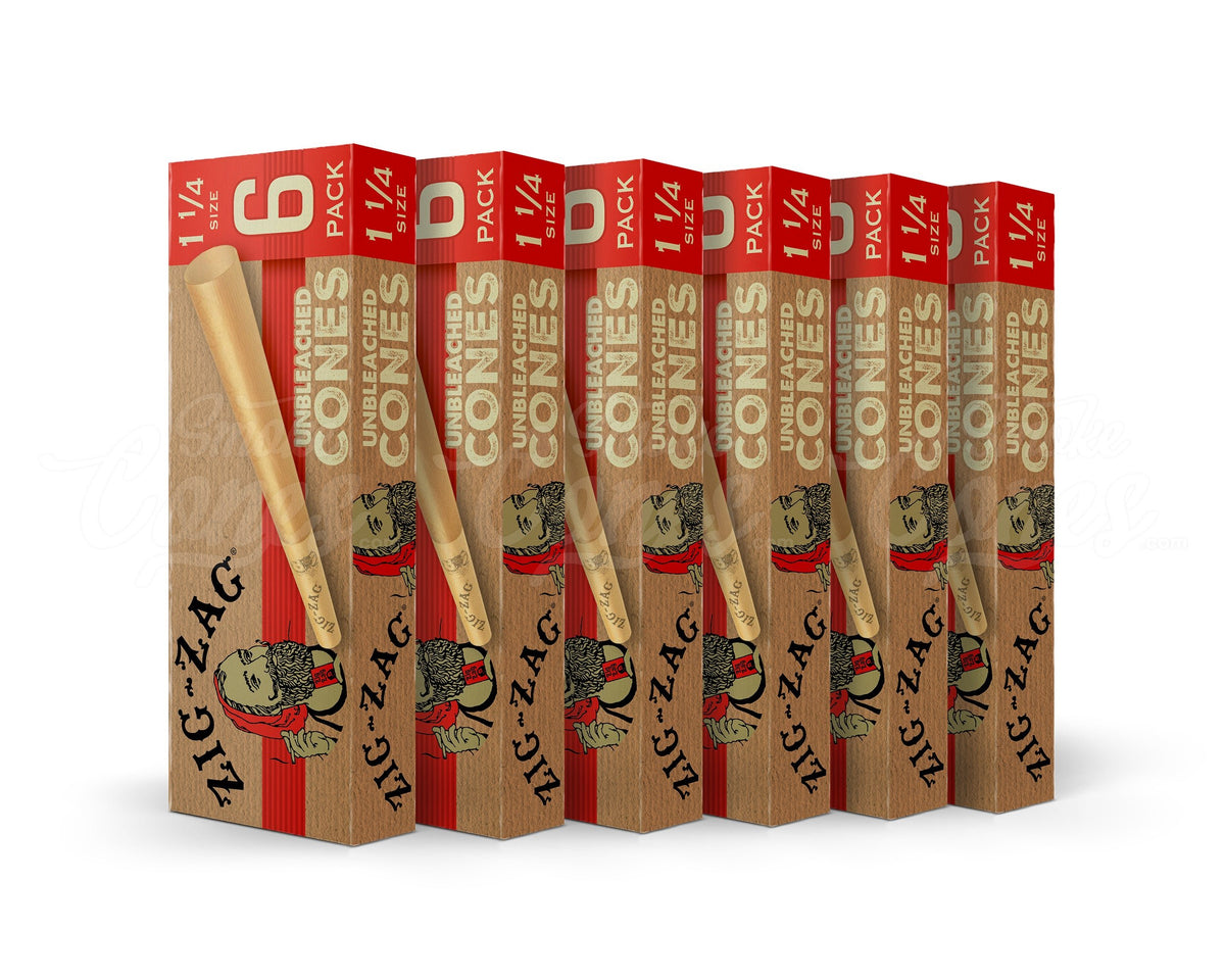 Zig Zag 84mm 1 1/4 Sized Cones Promo Pre Rolled Unbleached Paper Cones 36/Box - 2