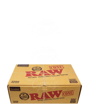 RAW 70mm Classic Single Sized Pre Rolled Unbleached Cones 1200/Box - 2