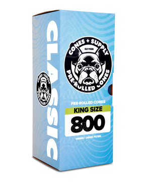 Cones + Supply 109mm King Sized Pre Rolled Classic White Paper Cones 800/Box