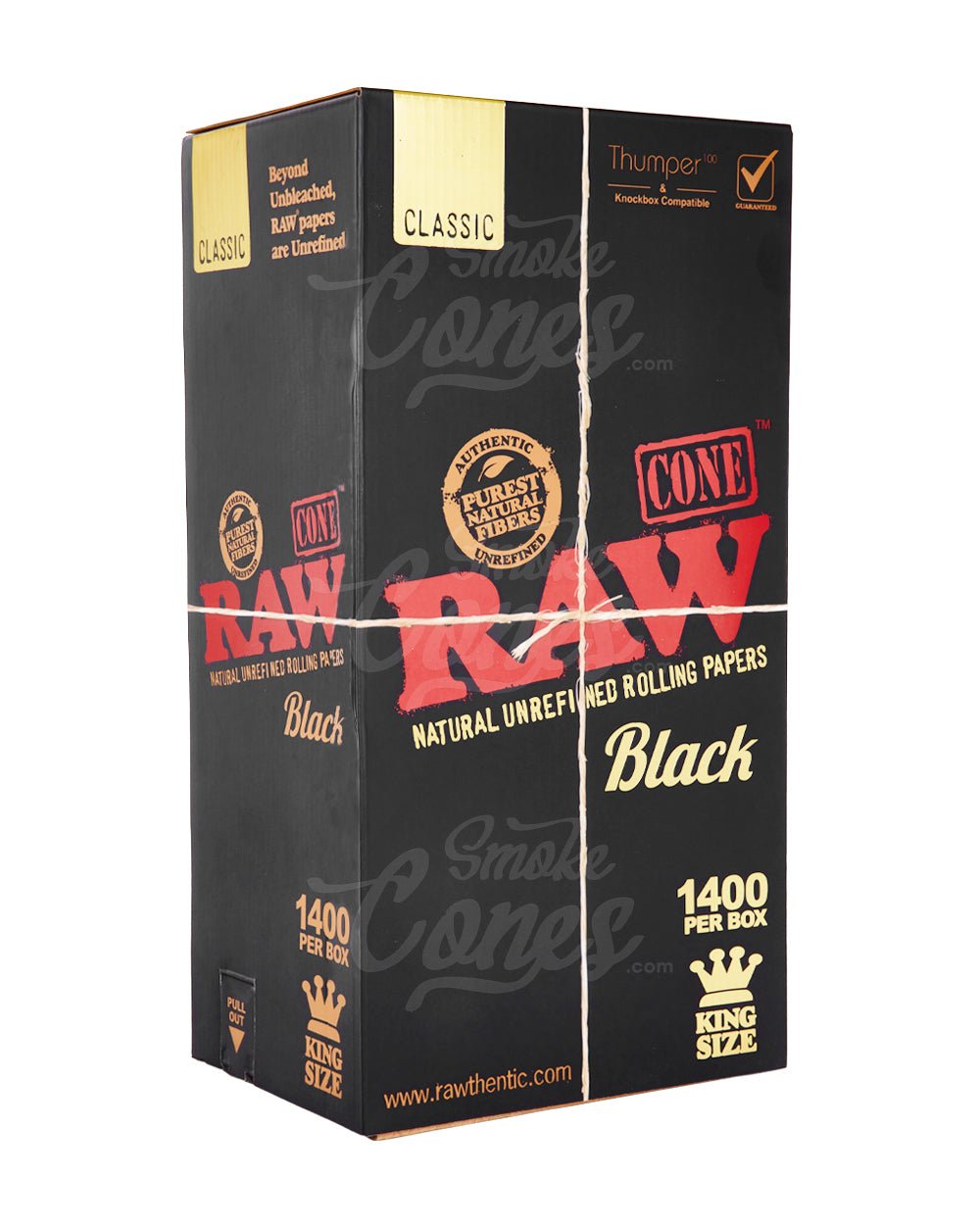 RAW Black King Size 109mm Pre Rolled Paper Cones 1400/Box - 1