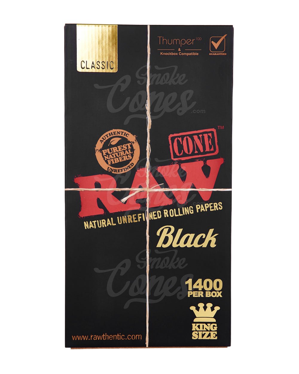 RAW Black King Size 109mm Pre Rolled Paper Cones 1400/Box - 2