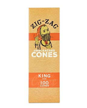 Zig Zag 109mm King Sized Pre Rolled Unbleached Paper Cones 100/Box - 4