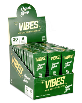 Vibes 84mm 1 1/4 Sized Pre Rolled Organic Hemp Paper Cones 30/Box