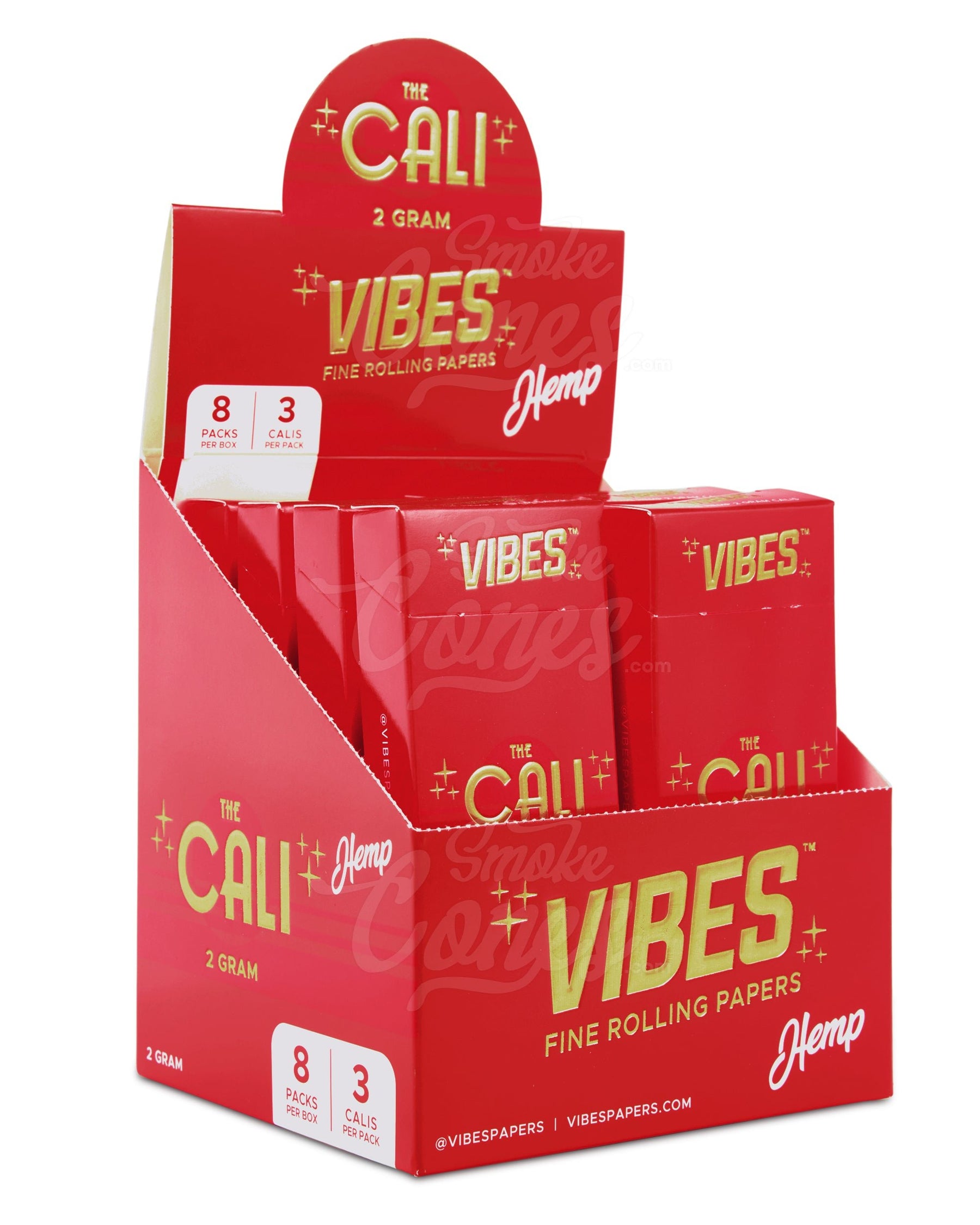Vibes 110mm King Sized The Cali 2 Gram Pre Rolled Hemp Paper Cones 24/Box - 1