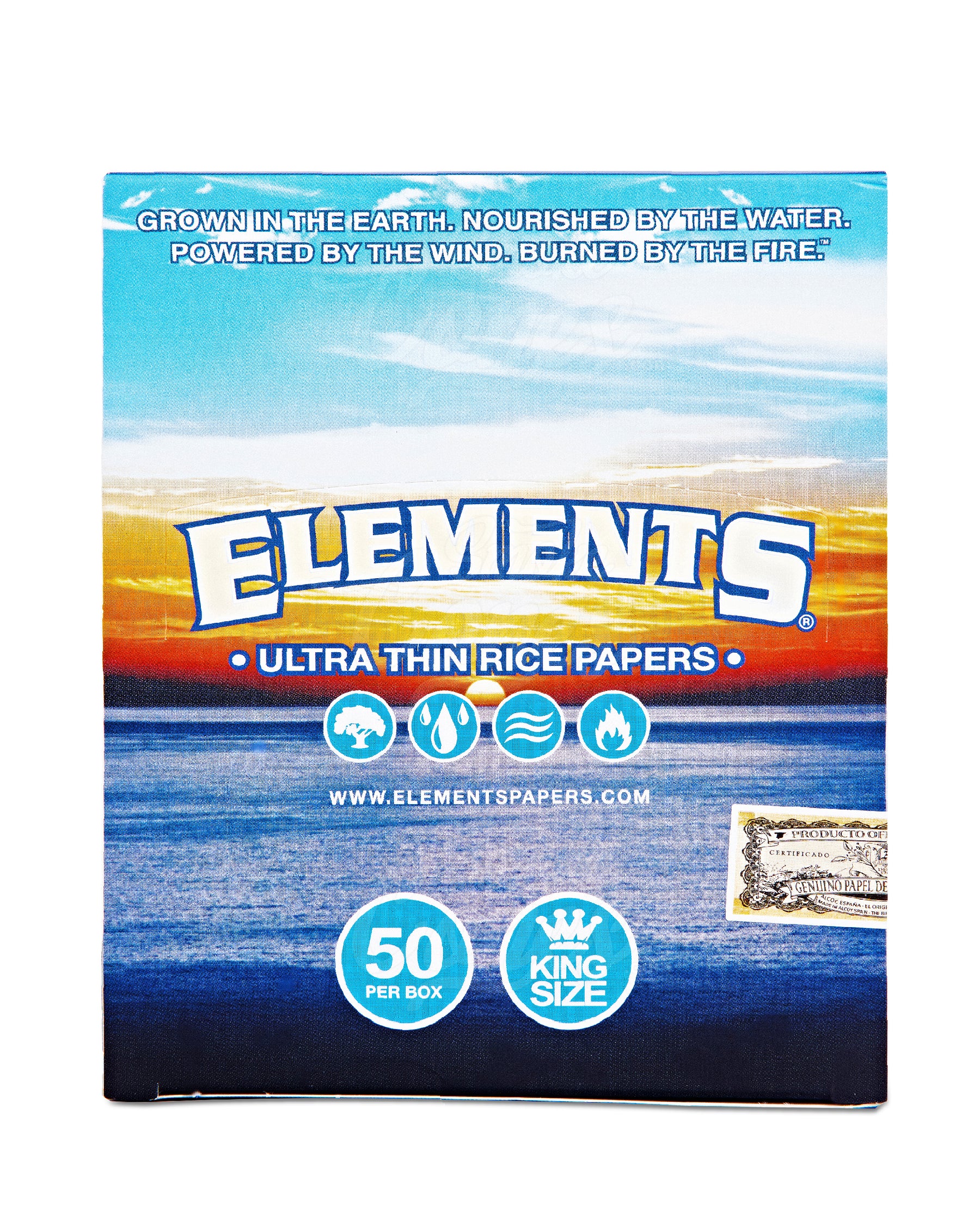 Elements 110mm King Size Ultra Thin Rice Rolling Papers 50/Box - 2