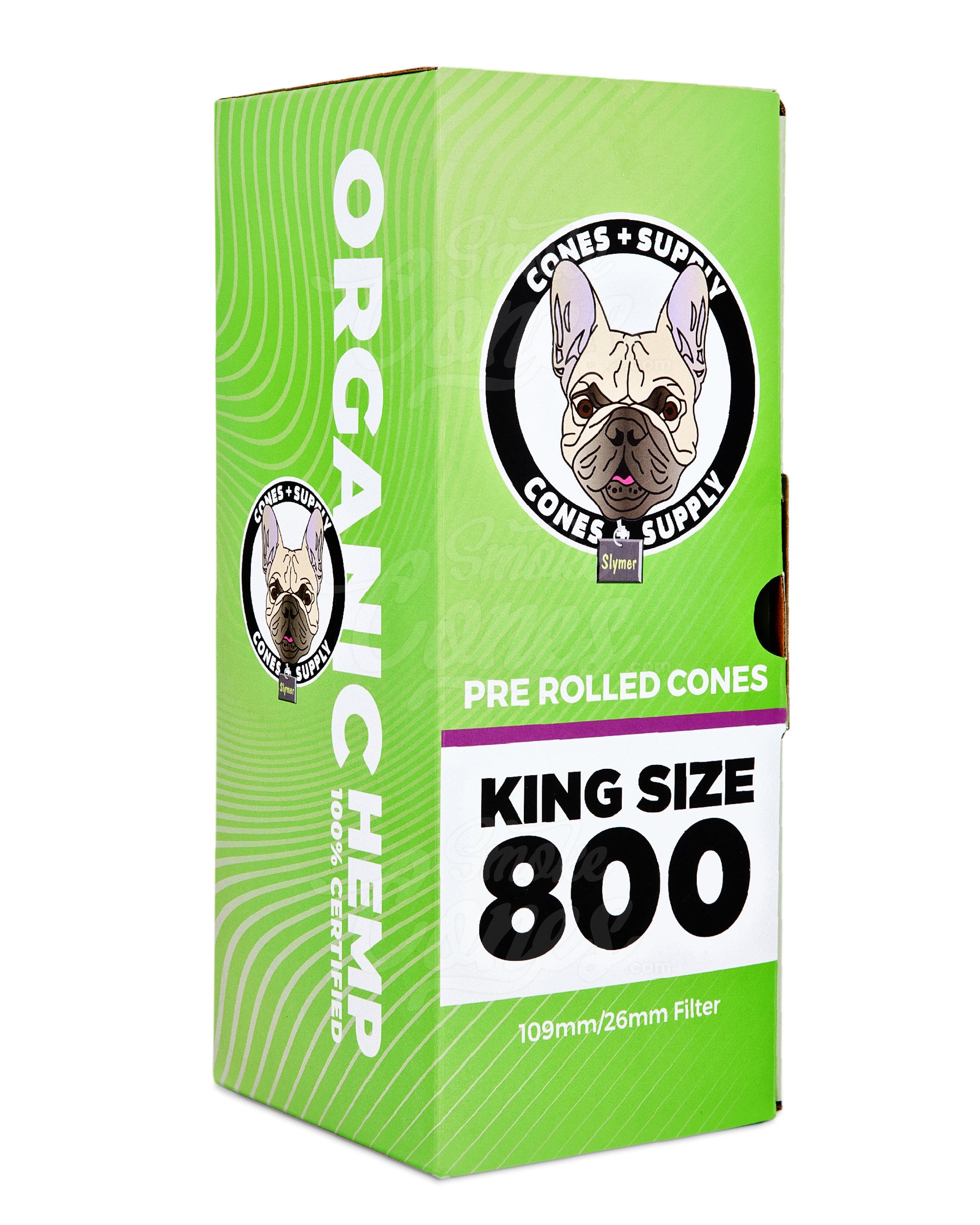 Cones + Supply 109mm King Sized Pre Rolled Organic Hemp Paper Cones 800/Box