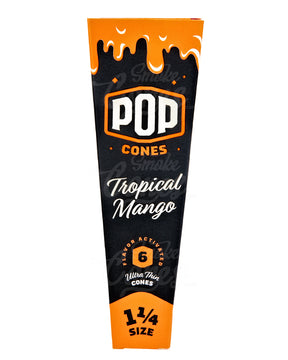 Pop Cones Tropical Mango 84mm 1 1/4 Sized Pre Rolled Cones 24/Box