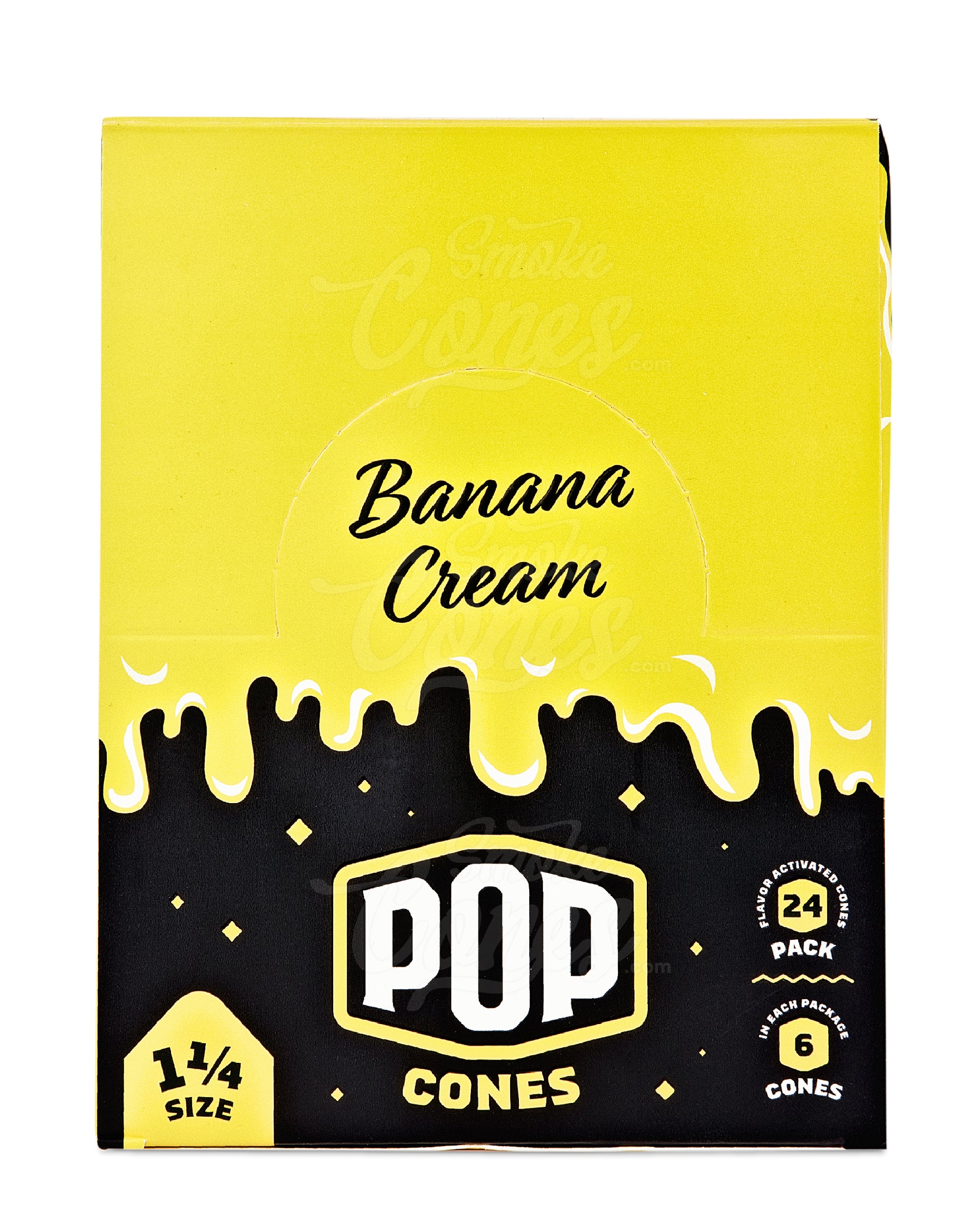 Pop Cones Banana Cream 84mm 1 1/4 Sized Pre Rolled Cones 24/Box