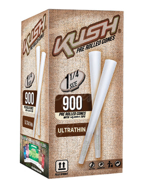 Kush 1 1-4 Size Ultra Thin Pre Rolled Cones w/ Filter Tip 900/Box - 1