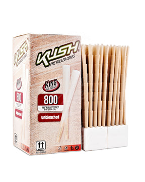Kush 109mm King Size Unbleached Pre Rolled Cones w/ Filter Tip 800/Box - 2