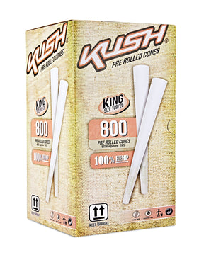 Kush 109mm King Size Bleached Pre Rolled Cones w/ Filter Tip 800/Box - 1