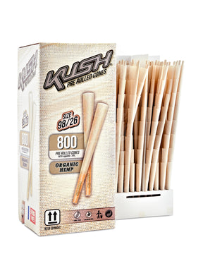 Kush 98mm Special Size Organic Hemp Pre Rolled Cones w/ Filter Tip 800/Box - 2