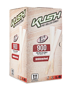 Kush 84mm 1 1/4 Size Unbleached Pre Rolled Cones w/ Filter Tip 900/Box - 1