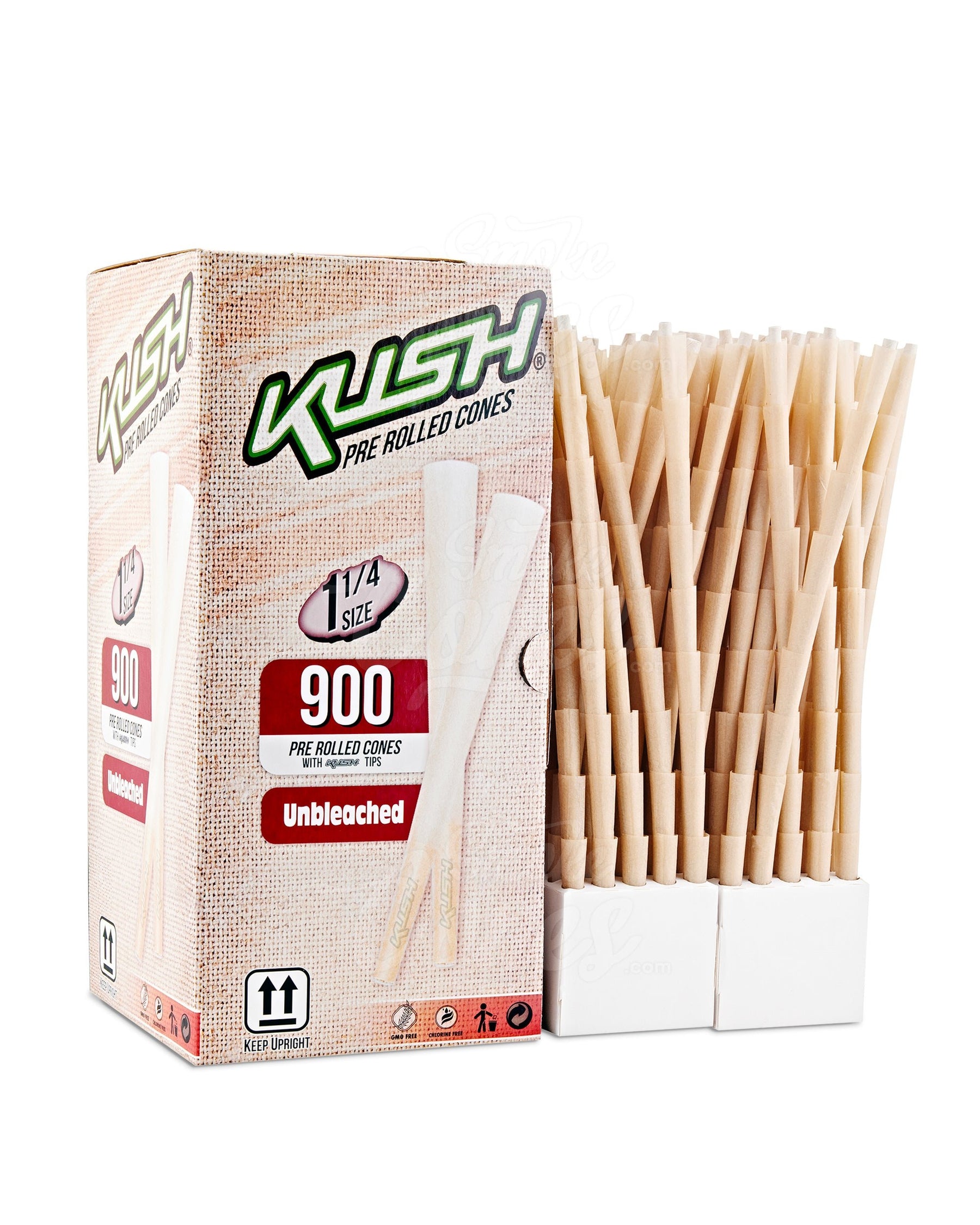 Kush 84mm 1 1/4 Size Unbleached Pre Rolled Cones w/ Filter Tip 900/Box - 2