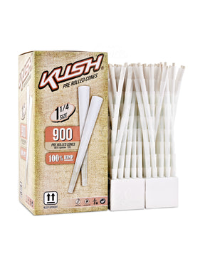 Kush 84mm 1 1/4 Size Bleached White Pre Rolled Cones w/ Filter Tip 900/Box - 2