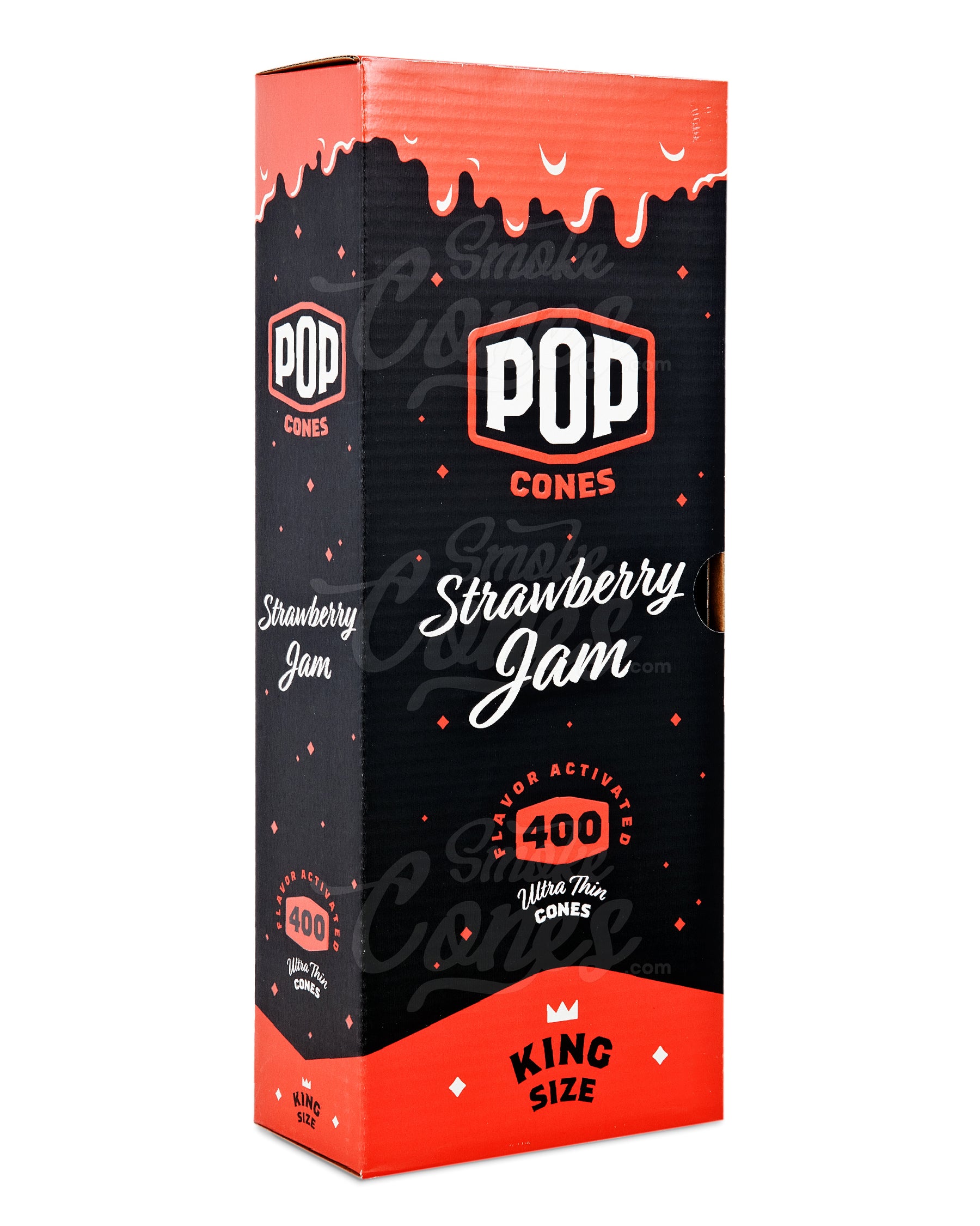 Pop Cones Strawberry Jam 109mm King Sized Unbleached Pre Rolled Cones 400/Box