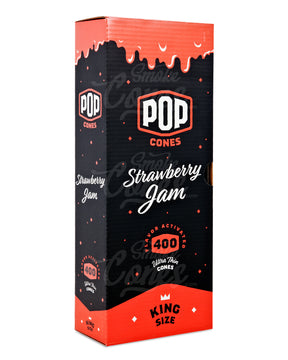 Pop Cones Strawberry Jam 109mm King Sized Unbleached Pre Rolled Cones 400/Box